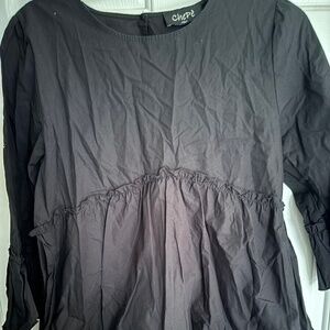 Black Chepe 3/4 Sleeve Ruffled Top Size M